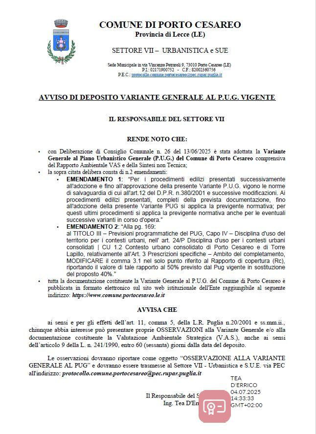 Immagine: Avviso deposito