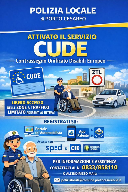 ATTIVO A PORTO CESAREO IL SERVIZIO CUDE - CONTRASSEGNO UNIFICATO DISABILI EUROPEO