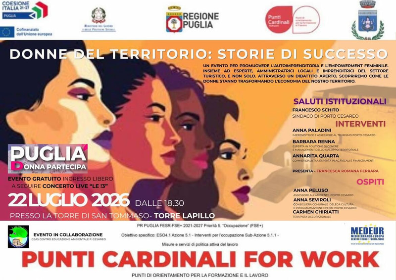 PUNTI CARDINALI FOR WORK - Iniziativa 'Puglia donna partecipa'